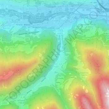Topografische Karte Grigno, Höhe, Relief