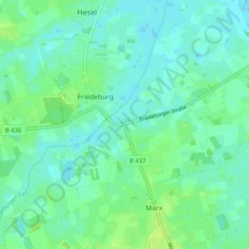 Topografische Karte Strudden, Höhe, Relief