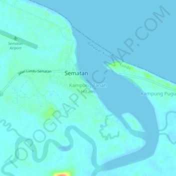 Topografische Karte Kampung Tanah Hitam, Höhe, Relief