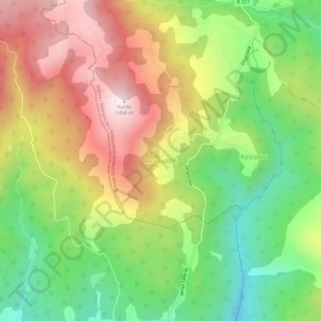 Topografische Karte Mutavdžići, Höhe, Relief