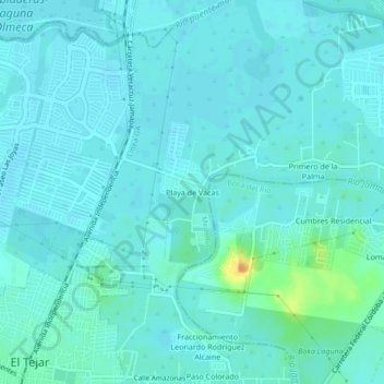 Topografische Karte Playa de Vacas, Höhe, Relief