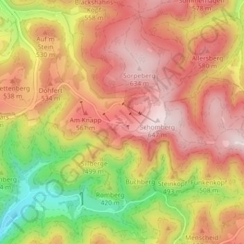 Topografische Karte Wildewiese (Sauerland), Höhe, Relief