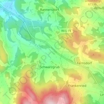 Topografische Karte Taging, Höhe, Relief