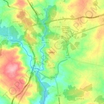 Topografische Karte Vilalba, Höhe, Relief