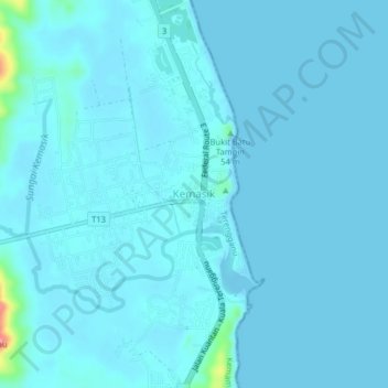 Topografische Karte Kemasik, Höhe, Relief