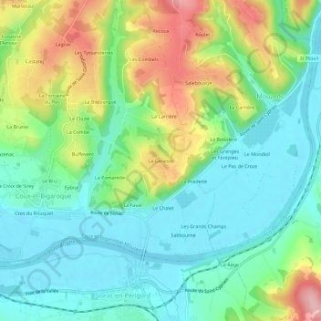 Topografische Karte La Geneste, Höhe, Relief