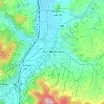 Topografische Karte Reichensachsen, Höhe, Relief