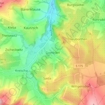 Topografische Karte Gombsen, Höhe, Relief