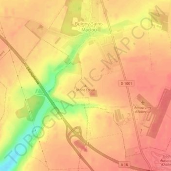 Topografische Karte Mont Éteuil, Höhe, Relief