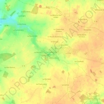 Topografische Karte La Guillemière, Höhe, Relief