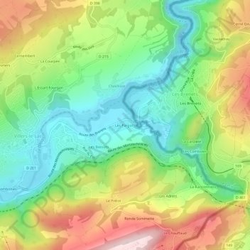 Topografische Karte Les Pargots, Höhe, Relief