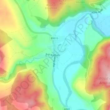 Topografische Karte Rothes, Höhe, Relief