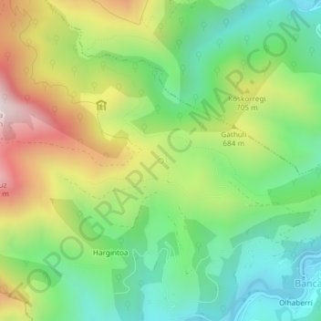 Topografische Karte Gathuliko Ithurria, Höhe, Relief