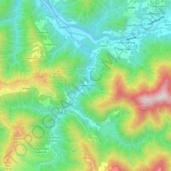 Topografische Karte Trefontane, Höhe, Relief