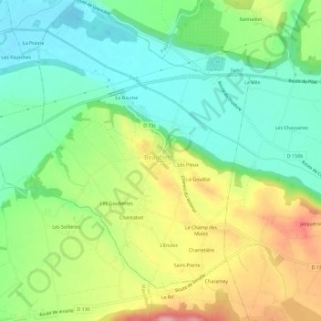 Topografische Karte Le Voisinal, Höhe, Relief