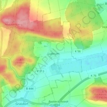 Topografische Karte Luttrum, Höhe, Relief