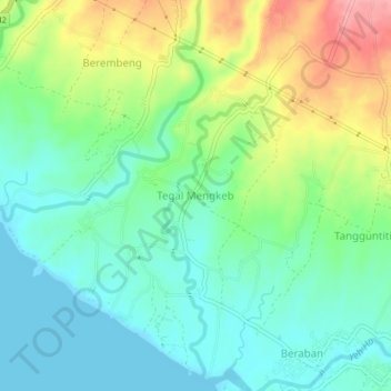 Topografische Karte Tegal Mengkeb, Höhe, Relief