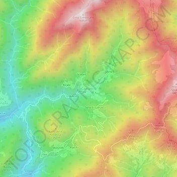 Topografische Karte Camasco, Höhe, Relief