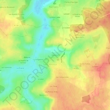 Topografische Karte Vinsenon, Höhe, Relief