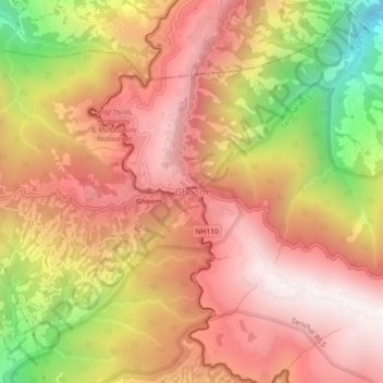 Topografische Karte Ghoom, Höhe, Relief