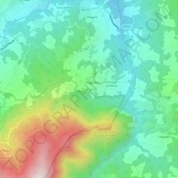 Topografische Karte Trignano, Höhe, Relief