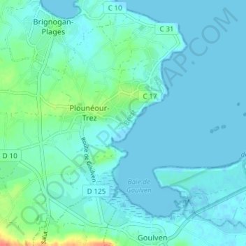 Topografische Karte Le Rheun, Höhe, Relief