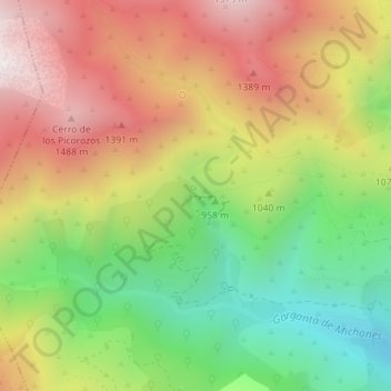 Topografische Karte Chorro de la Ventera, Höhe, Relief