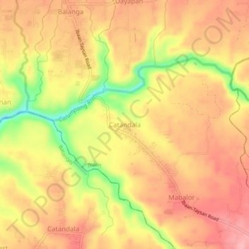 Topografische Karte Catandala, Höhe, Relief