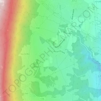 Topografische Karte Injoux, Höhe, Relief