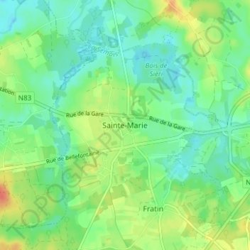Topografische Karte Sainte-Marie, Höhe, Relief