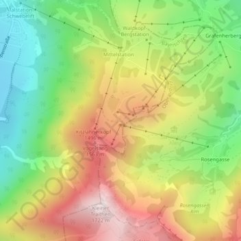 Topografische Karte Oberes Sudelfeld, Höhe, Relief