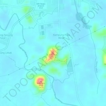 Topografische Karte Bukit Balik Hidung, Höhe, Relief