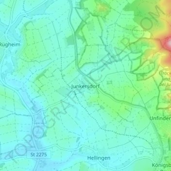 Topografische Karte Junkersdorf, Höhe, Relief