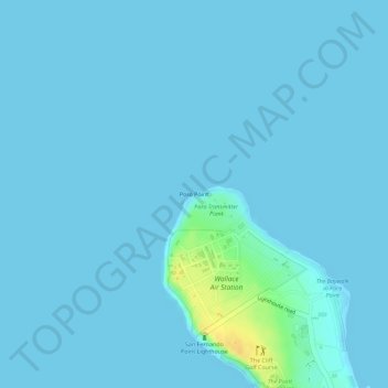 Topografische Karte Poro Point, Höhe, Relief