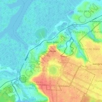 Topografische Karte Alto Roger, Höhe, Relief