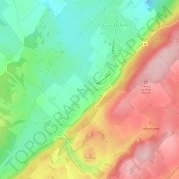 Topografische Karte Bians-les-Usiers, Höhe, Relief