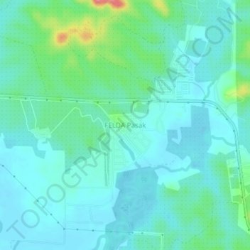 Topografische Karte FELDA Pasak, Höhe, Relief