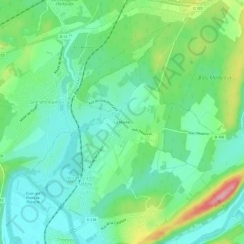 Topografische Karte La Marne, Höhe, Relief