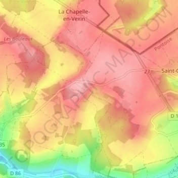 Topografische Karte Magnitot, Höhe, Relief