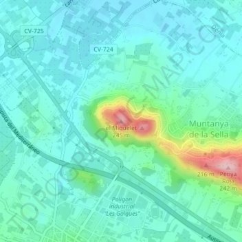 Topografische Karte el Miquelet, Höhe, Relief