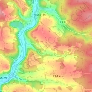 Topografische Karte Gattershof, Höhe, Relief