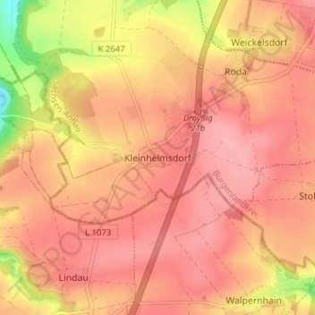Topografische Karte Kleinhelmsdorf, Höhe, Relief