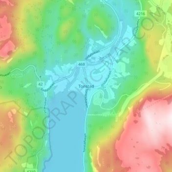 Topografische Karte Tonstad, Höhe, Relief