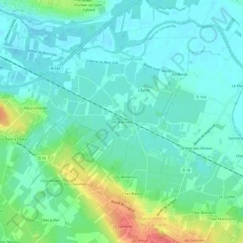 Topografische Karte Les Brandes, Höhe, Relief