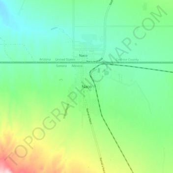 Topografische Karte Naco, Höhe, Relief