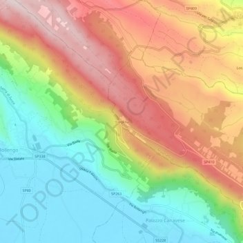 Topografische Karte Broglina, Höhe, Relief