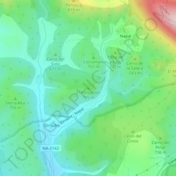 Topografische Karte El Pontarrón, Höhe, Relief