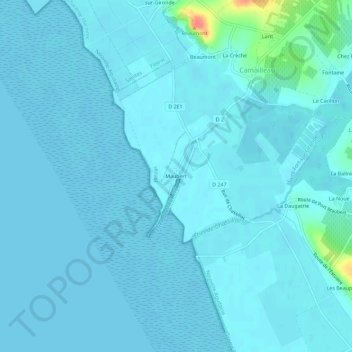 Topografische Karte Maubert, Höhe, Relief