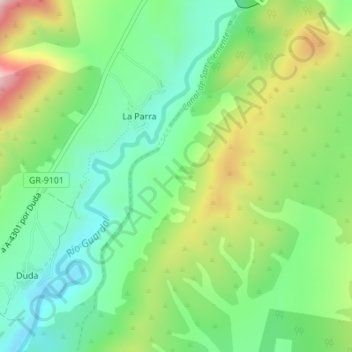 Topografische Karte Guardal, Höhe, Relief