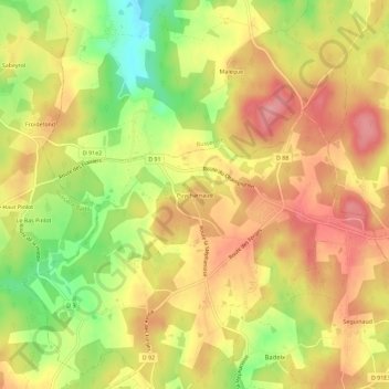 Topografische Karte Puycharnaud, Höhe, Relief